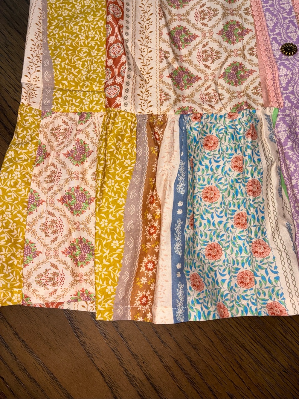 Umgee Lavender, Pink & Mustard Patchwork Button-Down Dress - Picture 8 of 9